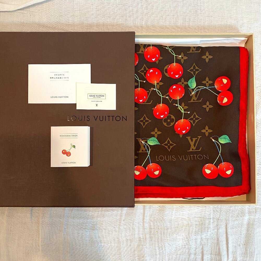 Louis Vuitton x Murakami Large Cherry Monogram Scarf NWT